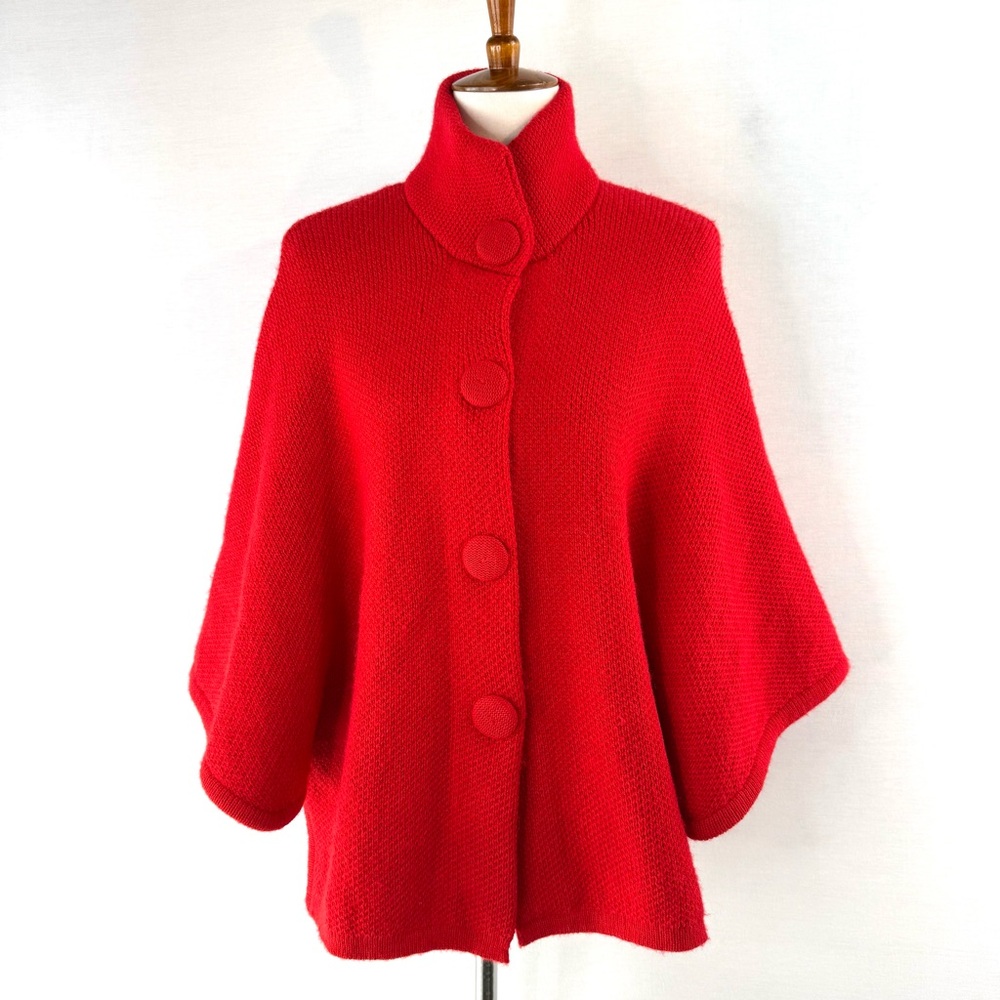 Arte Meche Elegant Red Alpaca Wool Cape Sweater Jacket